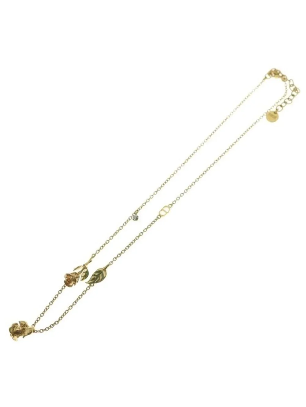Dior Cdlogo Rose Motif Necklace Gold - Picture 2 of 6